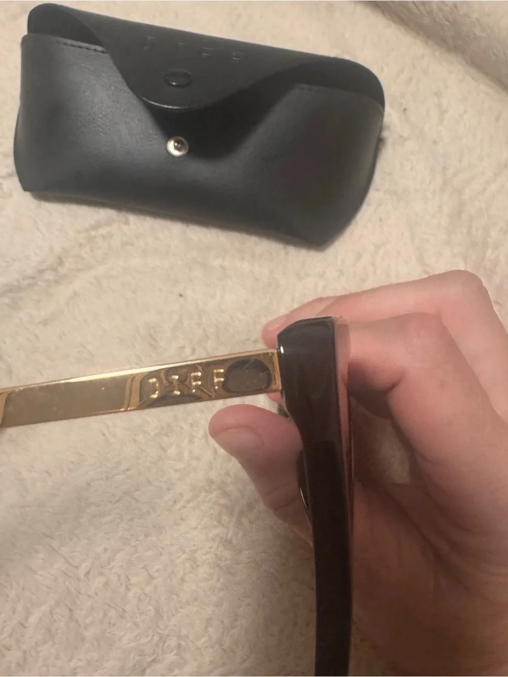 Diff Eyewear Black Cat-Eye Sunglasses with Gold Accents